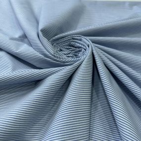 Tecido Tricoline Estampado Listrado Azul Chambray • Conexão Tecidos 2