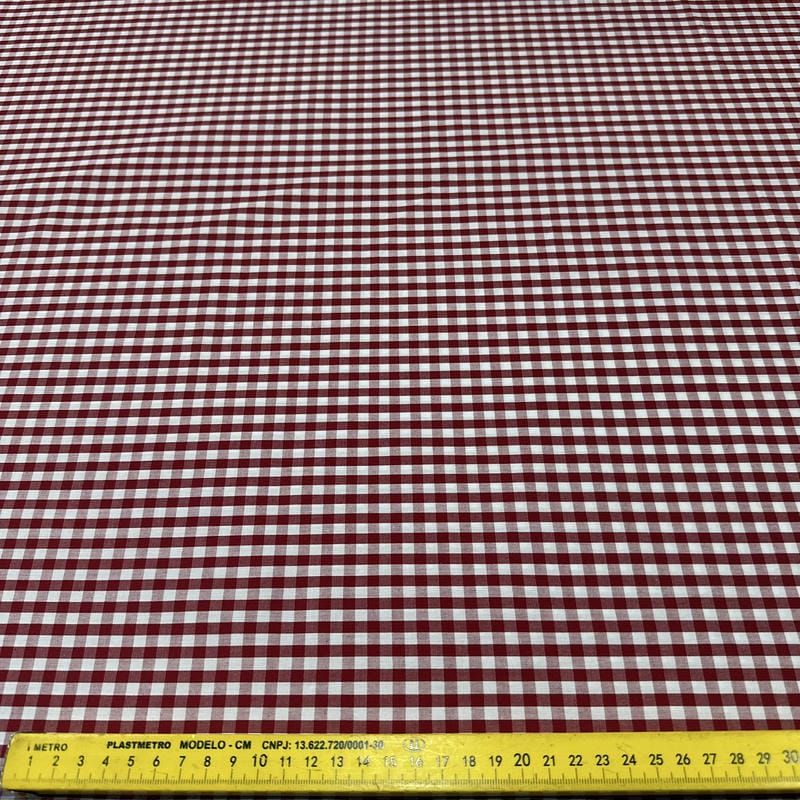 Tecido Tricoline Estampado Vichy Vermelho • Conexão Tecidos