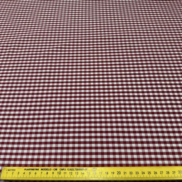 Tecido Tricoline Estampado Vichy Vermelho • Conexão Tecidos
