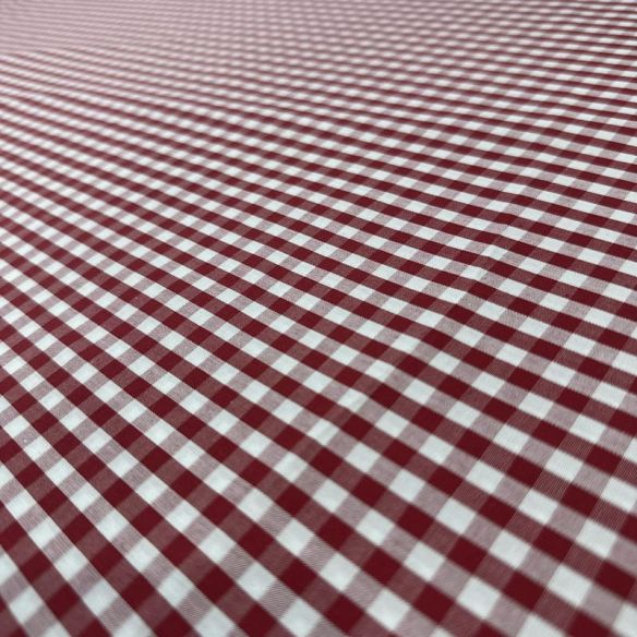 Tecido Tricoline Estampado Vichy Vermelho • Conexão Tecidos