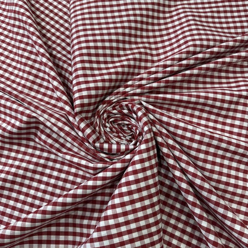 Tecido Tricoline Estampado Vichy Vermelho • Conexão Tecidos
