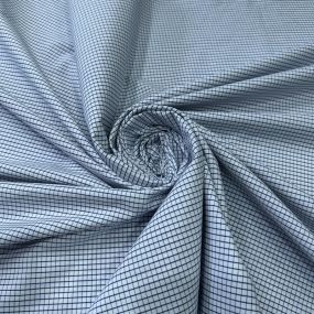 Tecido Tricoline Estampado Mini Xadrez Azul Claro • Conexão Tecidos