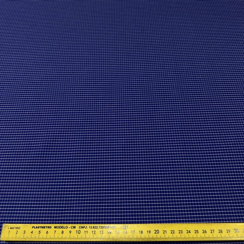 Tecido Tricoline Estampado Mini Xadrez Azul Marinho • Conexão Tecidos