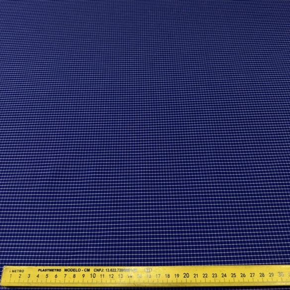 Tecido Tricoline Estampado Mini Xadrez Azul Marinho • Conexão Tecidos