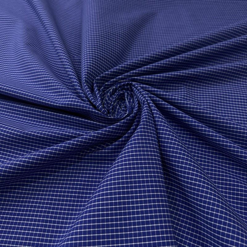 Tecido Tricoline Estampado Mini Xadrez Azul Marinho • Conexão Tecidos
