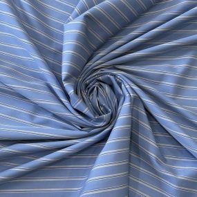 Tecido Tricoline Estampado Listrado Azul e Branco
