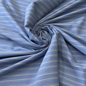 Tecido Tricoline Estampado Listrado Azul e Branco 2