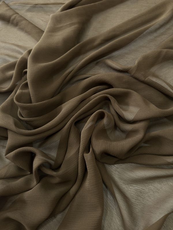 Tecido Chiffon De Seda Marrom Fendi Escuro • Conexão Tecidos